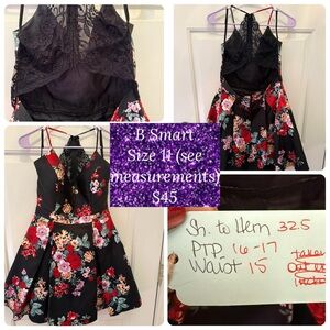 B. Smart Black and Red Floral Dress